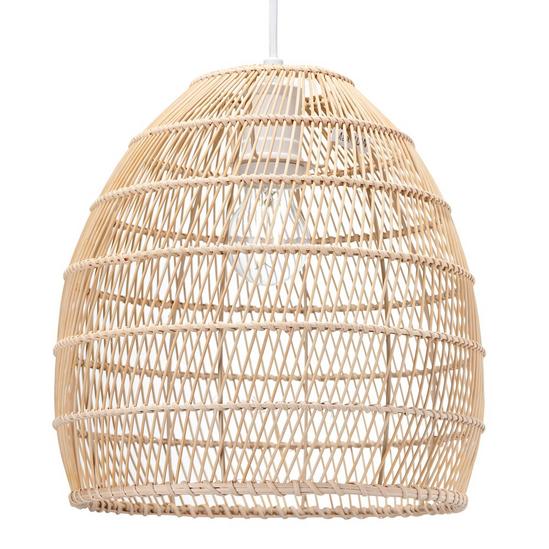 Happy Homewares Traditional Vintage Spiral Cage Design Natural Brown Rattan Ceiling Lamp Shade 1