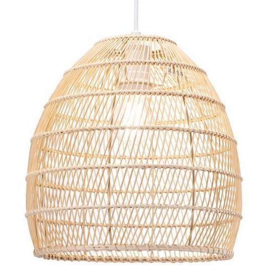 Happy Homewares Traditional Vintage Spiral Cage Design Natural Brown Rattan Ceiling Lamp Shade 2