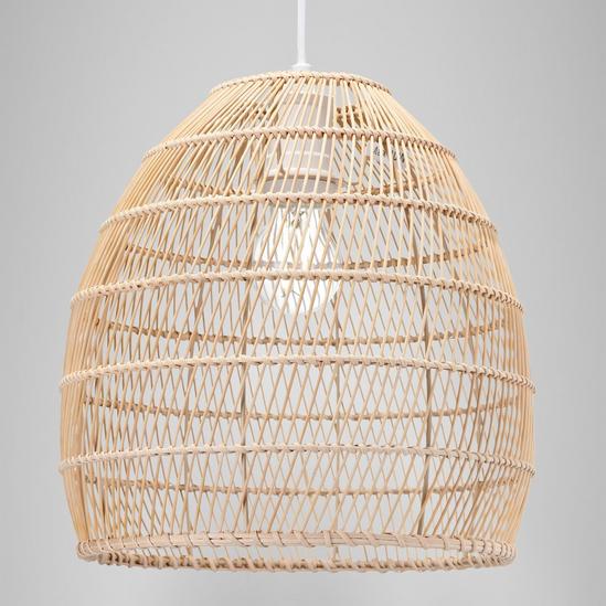 Happy Homewares Traditional Vintage Spiral Cage Design Natural Brown Rattan Ceiling Lamp Shade 6