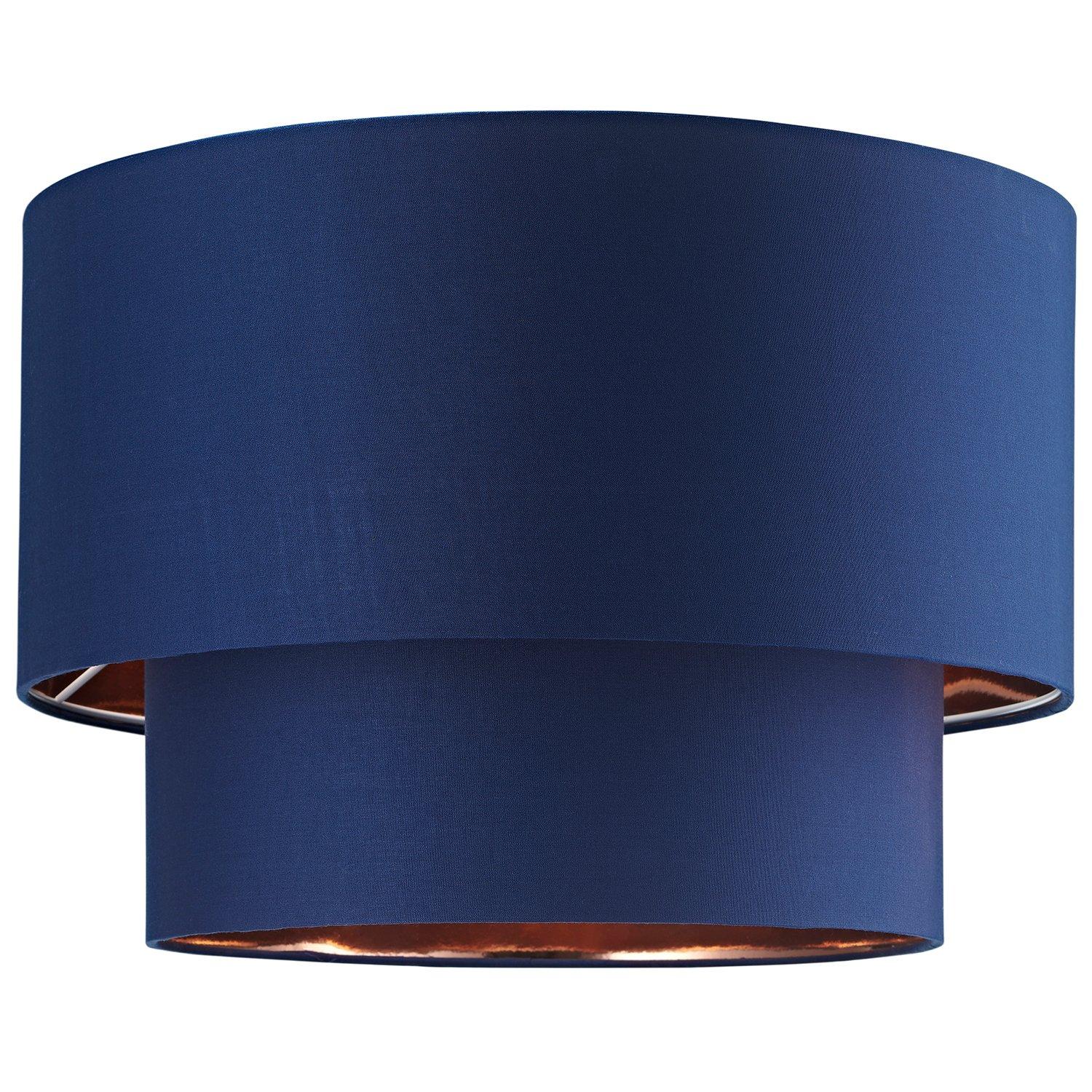 Modern Cotton Fabric Double Tier Ceiling Shade with Shiny Inner