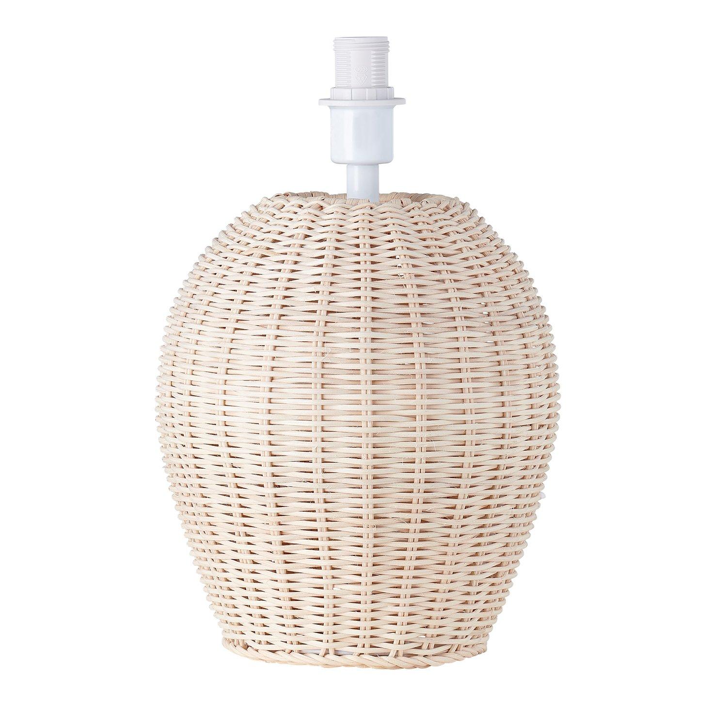 Natural Light Brown Woven Rattan Table Lamp Base with White Cable and Switch