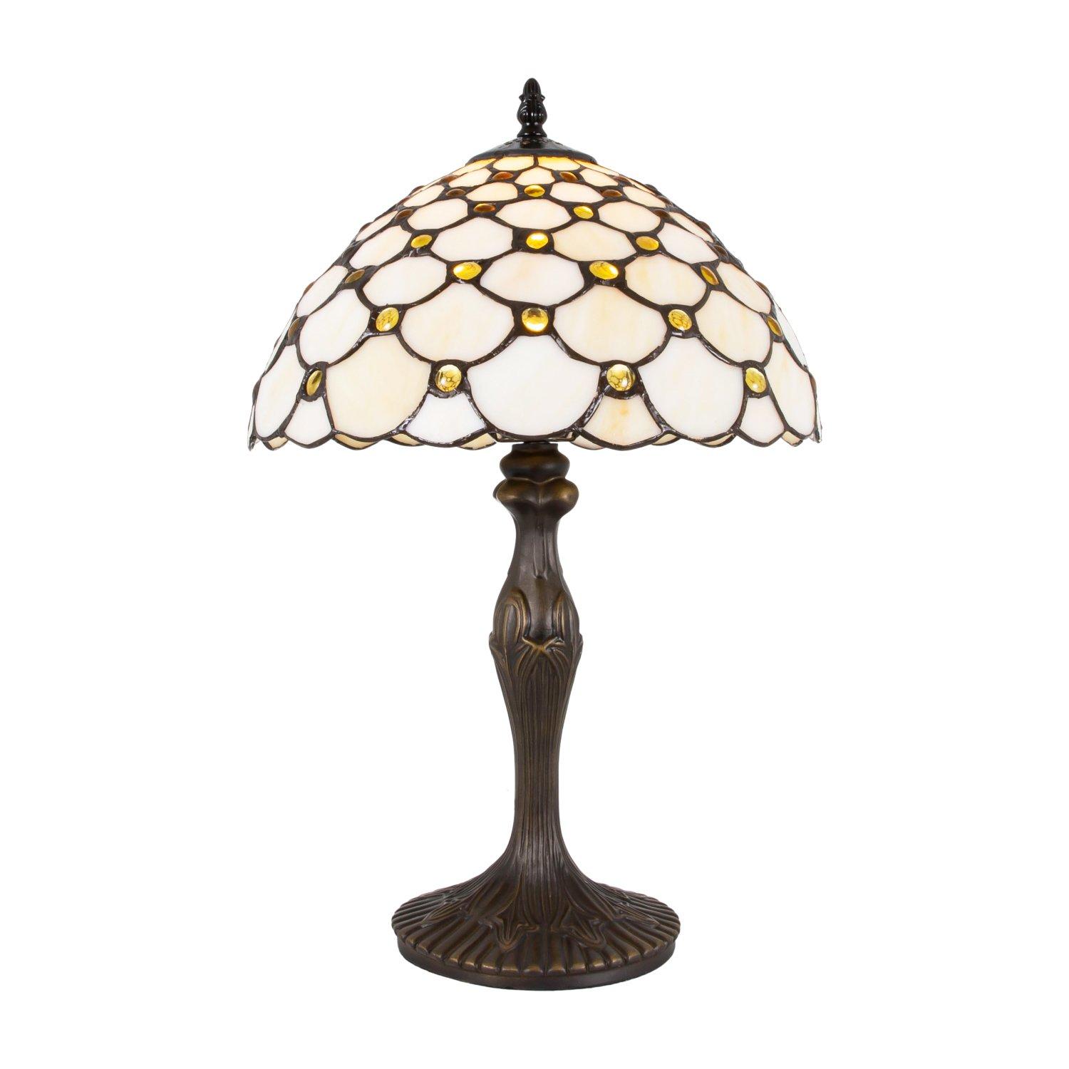 Traditional Tiffany Table Lamp with Multiple Circular Beads