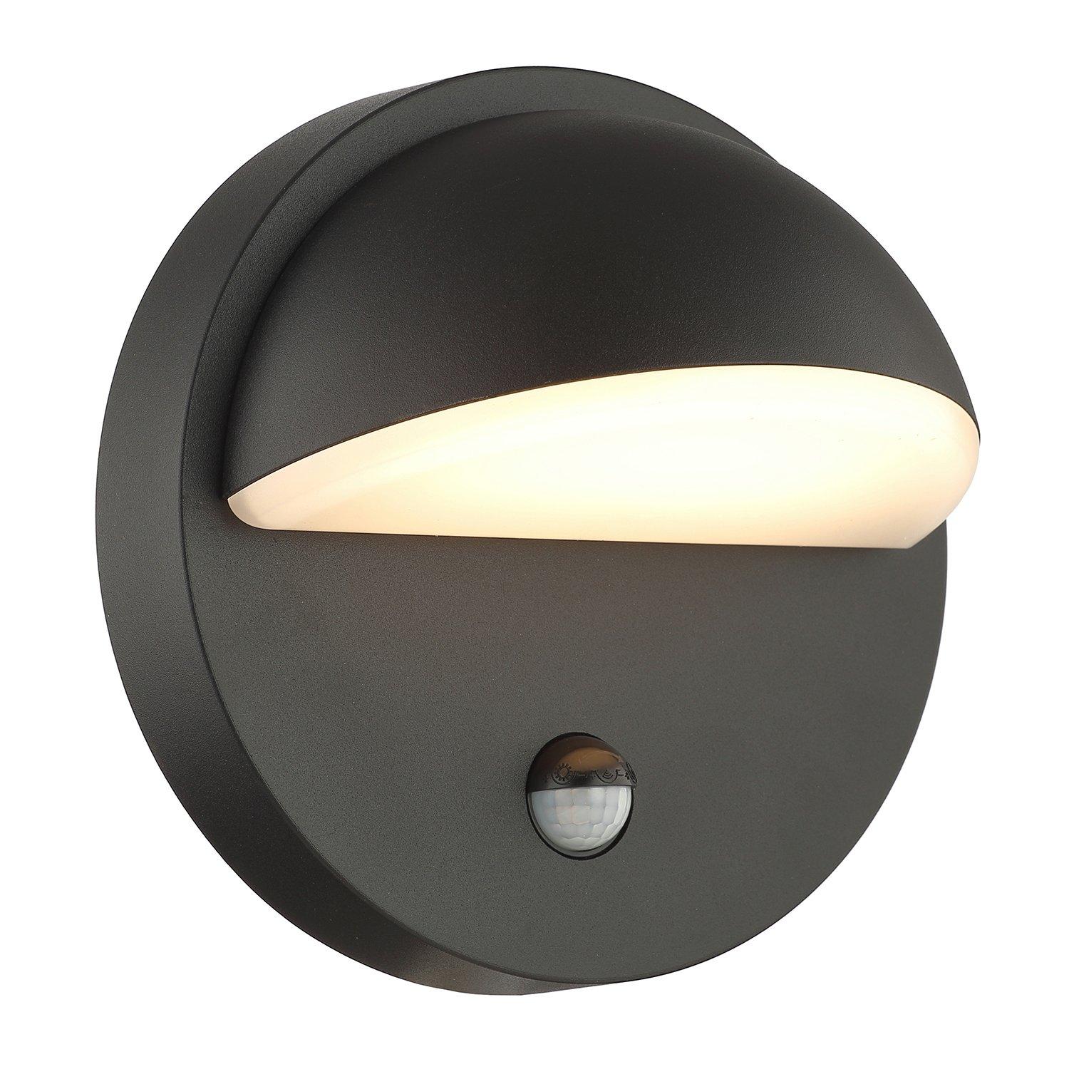 Modern Designer PIR Sensor LED Outdoor Wall Light Fitting with Matt Black Body