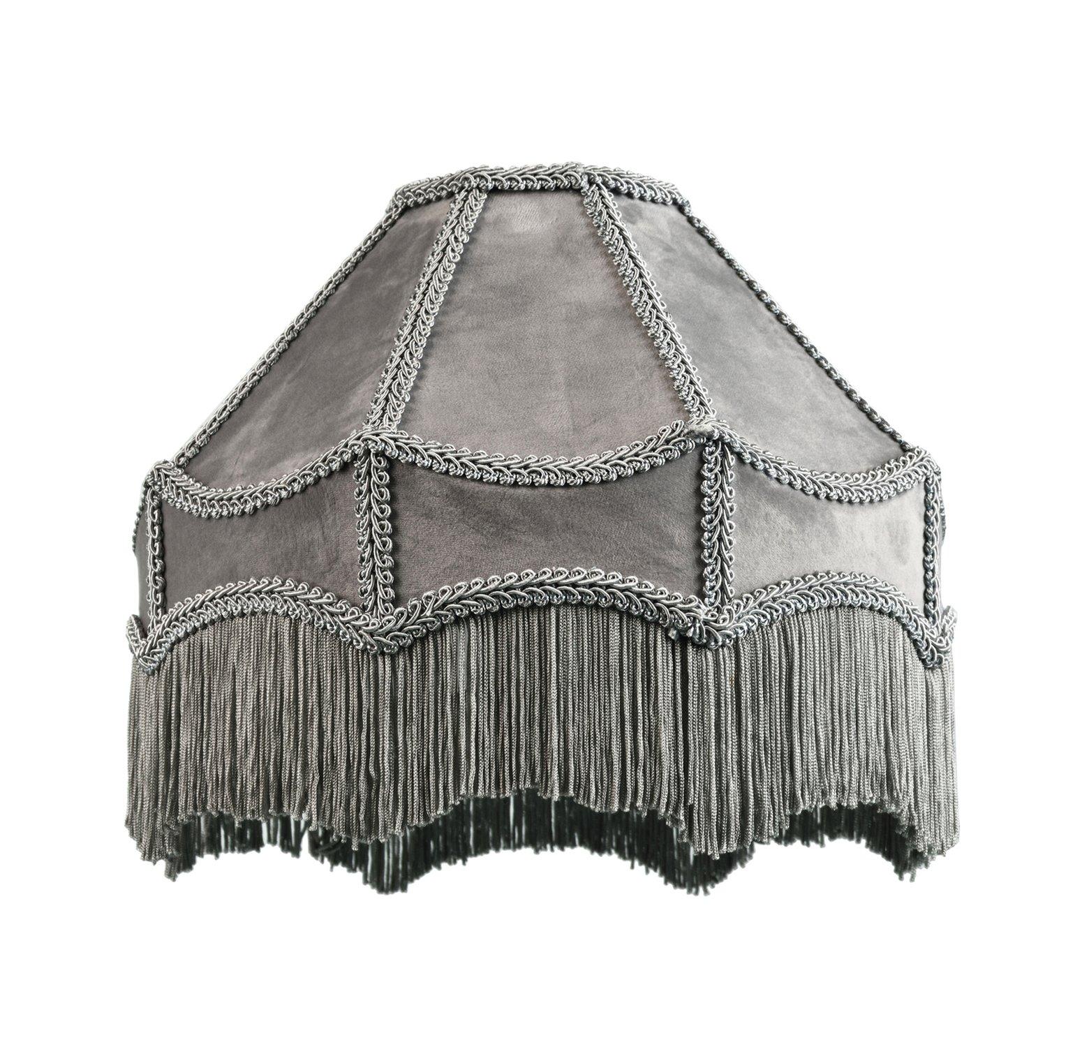 Traditional Victorian Empire Lamp Shade in Velvet with Hanging Tassels