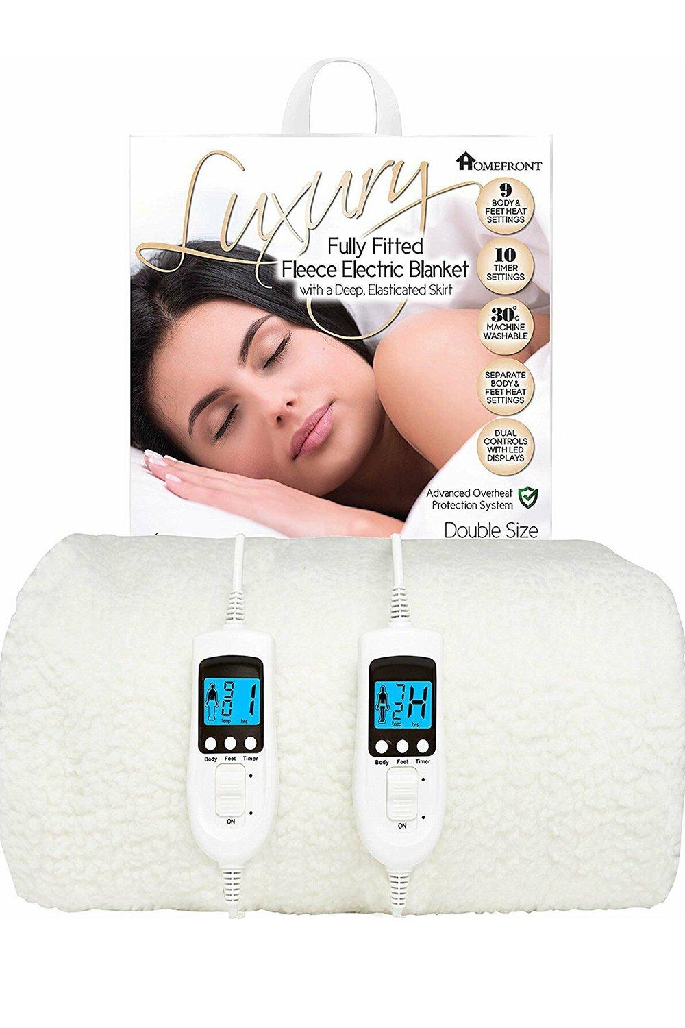 Electric Blanket Double Bed Size Fleece Fitted Heated Mattress Cover