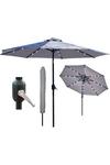 Glamhaus Light Grey Solar Power LED Tilting Parasol Waterproof Umbrella 2.7M thumbnail 1