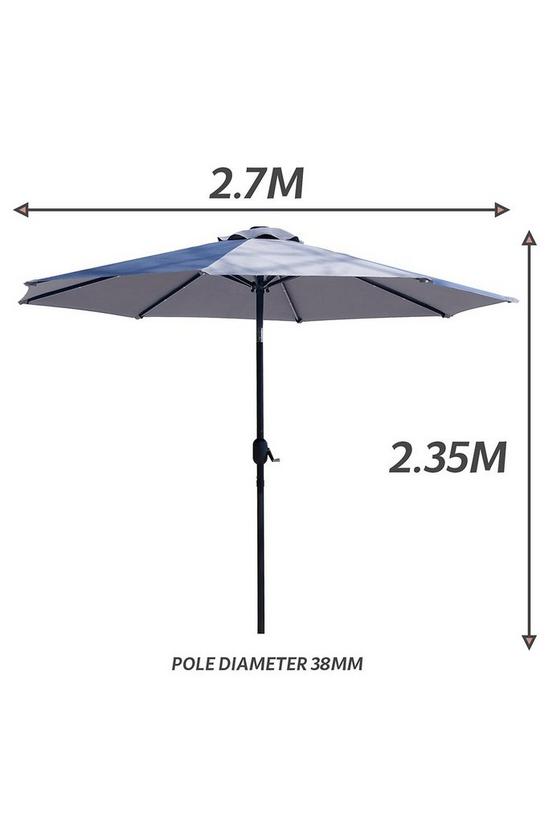 Glamhaus Light Grey Solar Power LED Tilting Parasol Waterproof Umbrella 2.7M 3