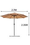 Glamhaus Khaki Solar Power LED Tilting Parasol Waterproof Garden Umbrella 2.7M thumbnail 3
