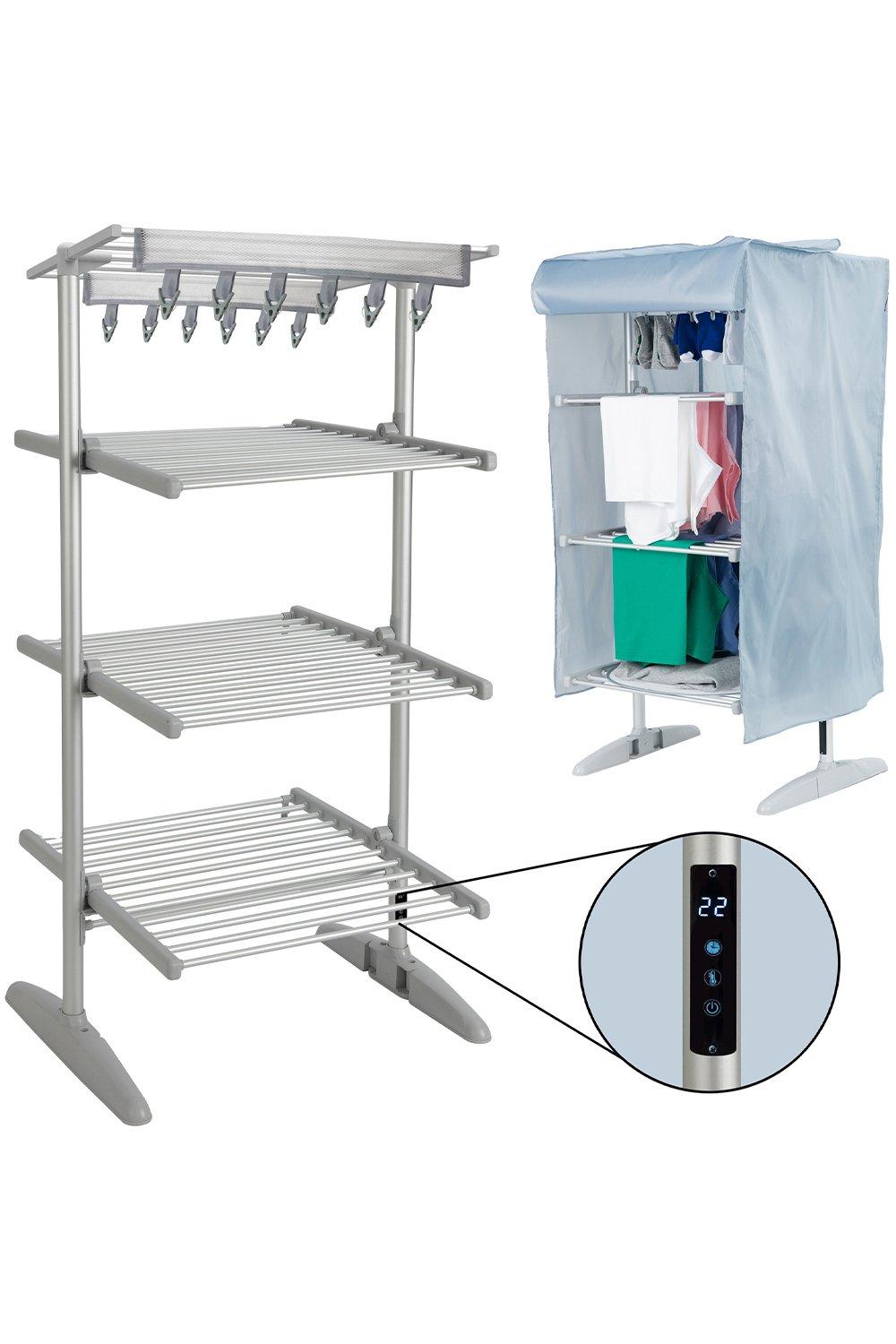 Digital Electric Heated Clothes Airer Dryer Timer 3 Tier Foldable Rack