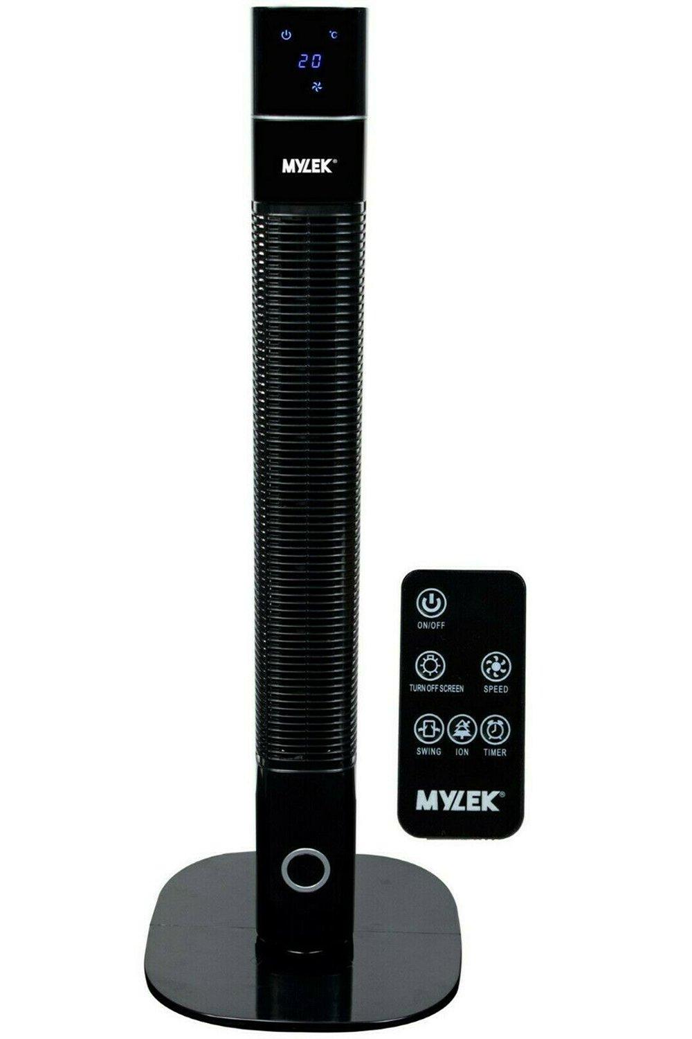 Black 36 Inch Oscillating Tower Fan Remote Control Timer & Ioniser 60W