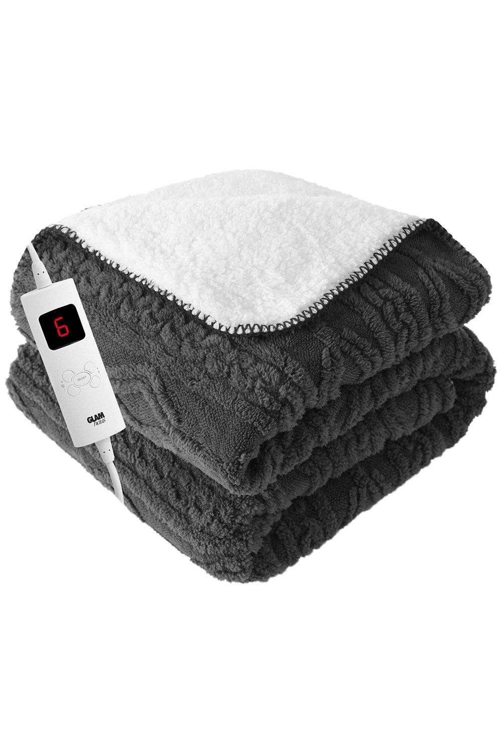 Glamhaus Luxury Sherpa Fleece Fitted Electric Blanket - Glamhaus