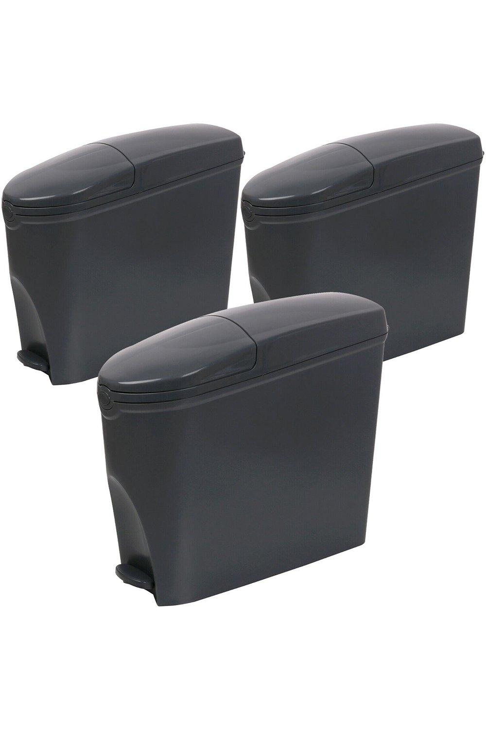 Grey Pedal Operated Toilet Sanitary Bin 3 x 20 Litre Capacity