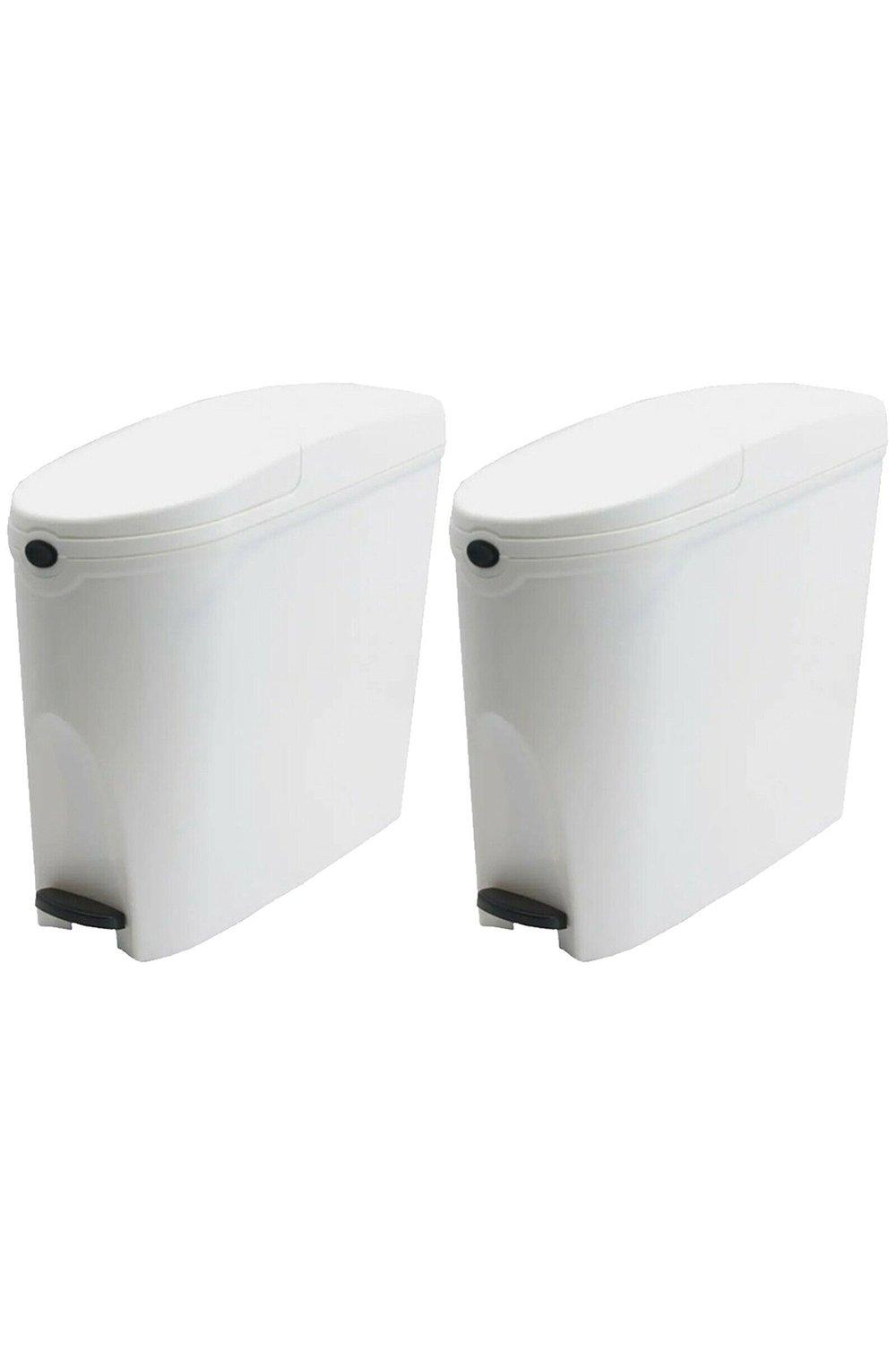 White  Pedal Operated Toilet Sanitary Bin 2 x 20 Litre Capacity