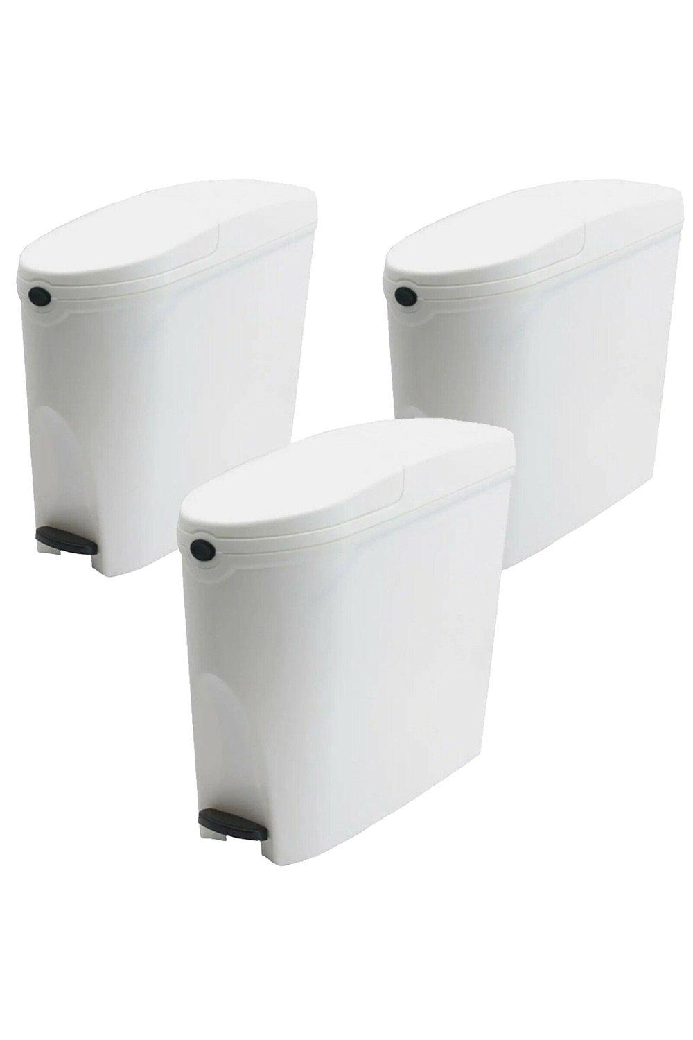White Pedal Operated Toilet Sanitary Bin 3 x 20 Litre Capacity