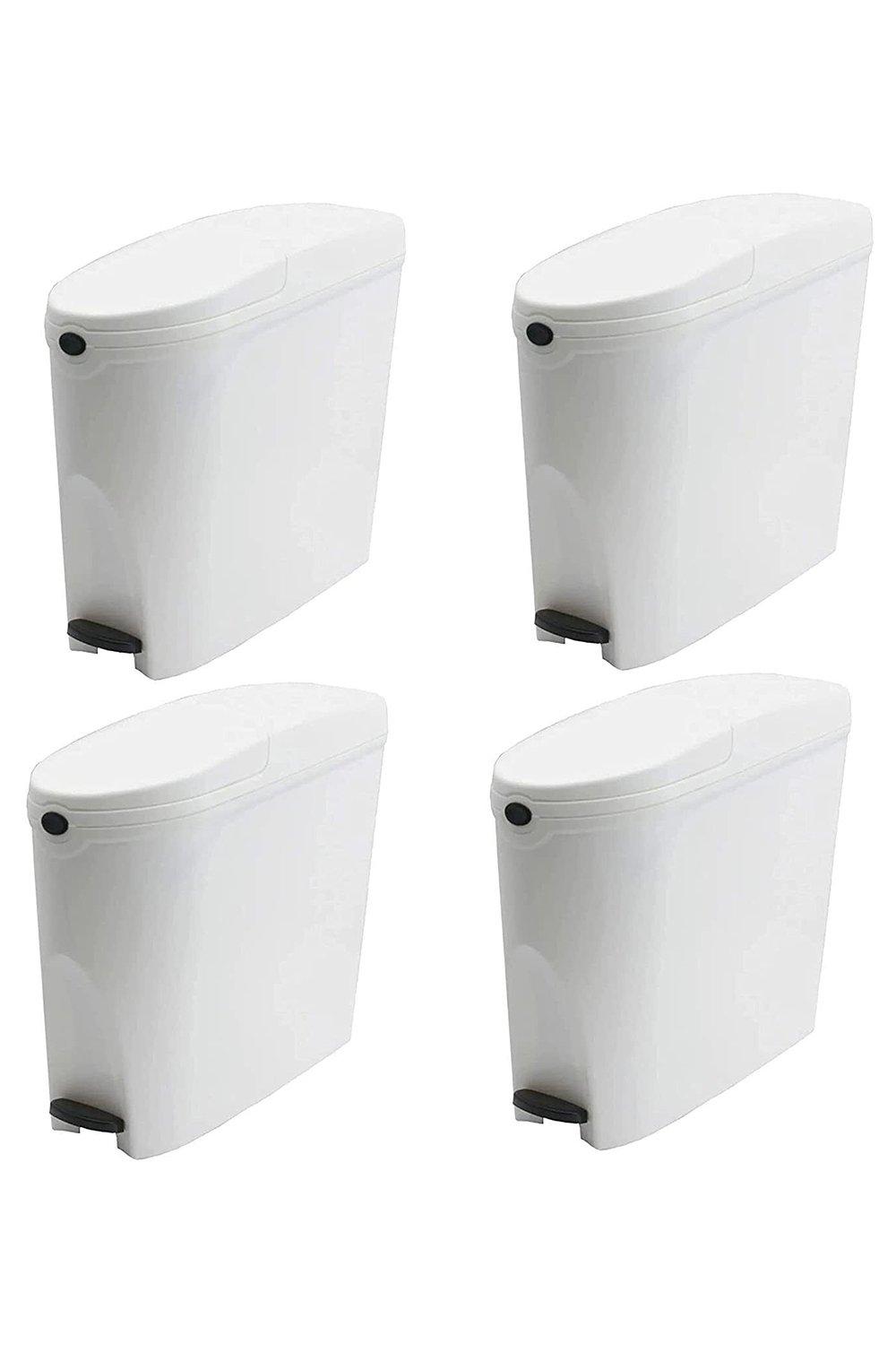 White Pedal Operated Toilet Sanitary Bin 4 x 20 Litre Capacity