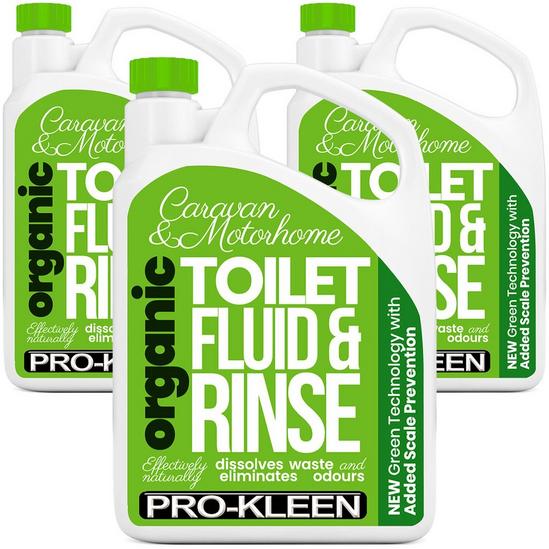 ProKleen Organic Toilet Chemical Fluid Rinse Caravan & Motorhome Cleaner 3 x 2L 1