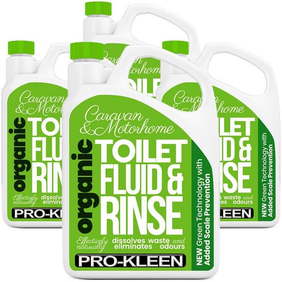 ProKleen Organic Toilet Chemical Fluid Rinse Caravan & Motorhome Cleaner 4 x 2L 1