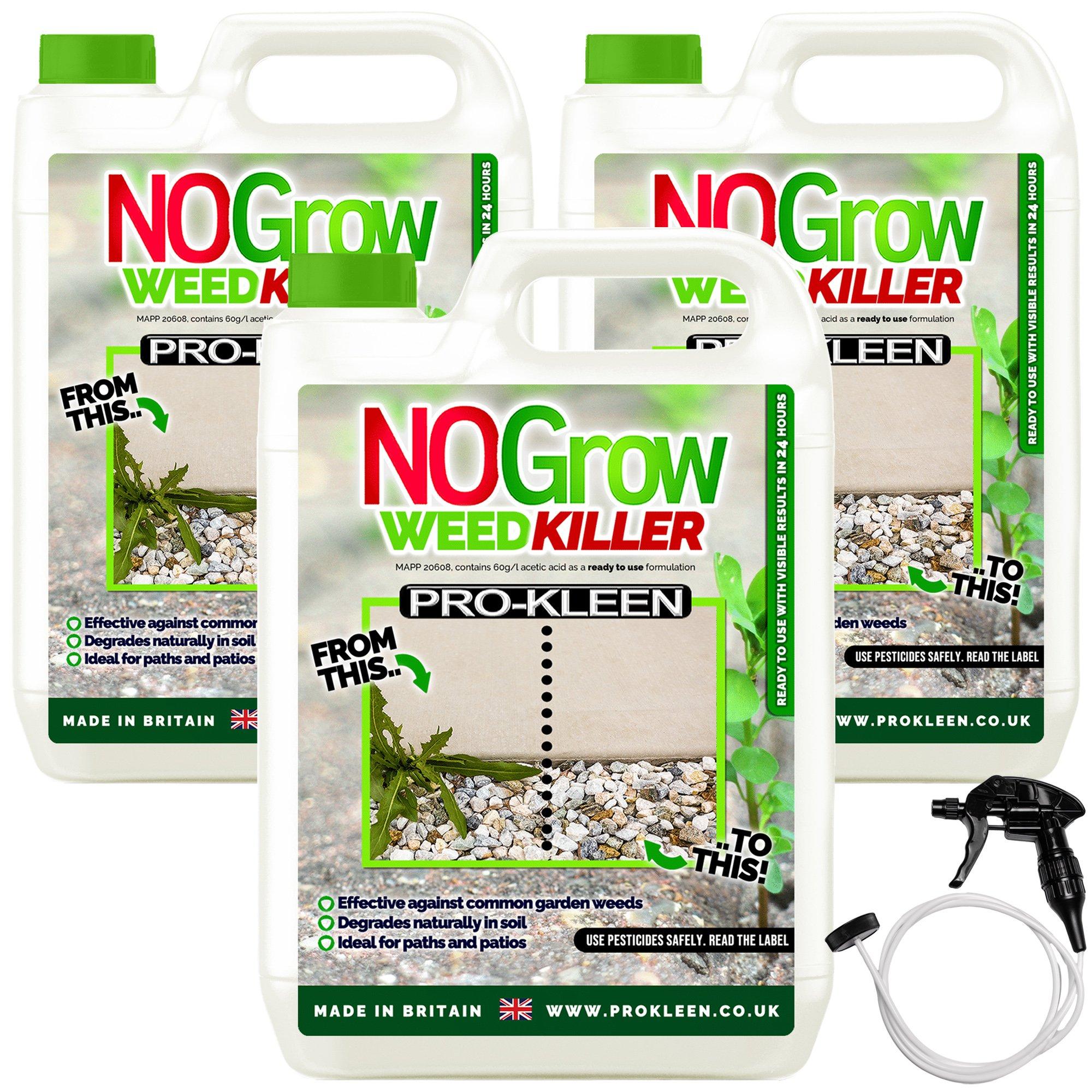 NO Grow Double Strength Weed & Moss Killer Glyphosate Free 3 x 5L