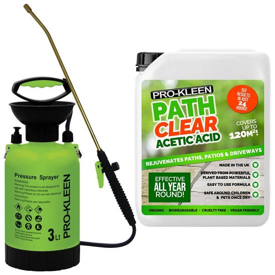 ProKleen 3L Pump Pressure Garden Sprayer & Path Clear Acetic Acid 5L 1