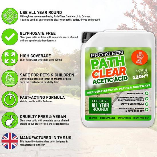 ProKleen 3L Pump Pressure Garden Sprayer & Path Clear Acetic Acid 5L 4