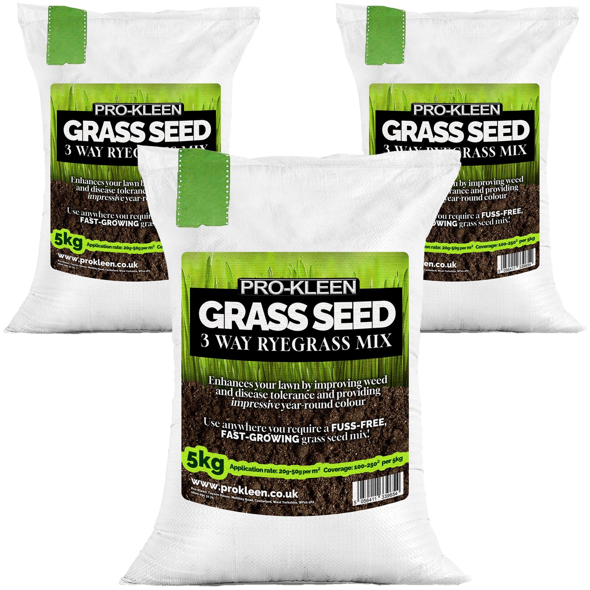 Grass Seed 3 Way Ryegrass Mix Fast Germination Multi-Resistant 3 x 5KG