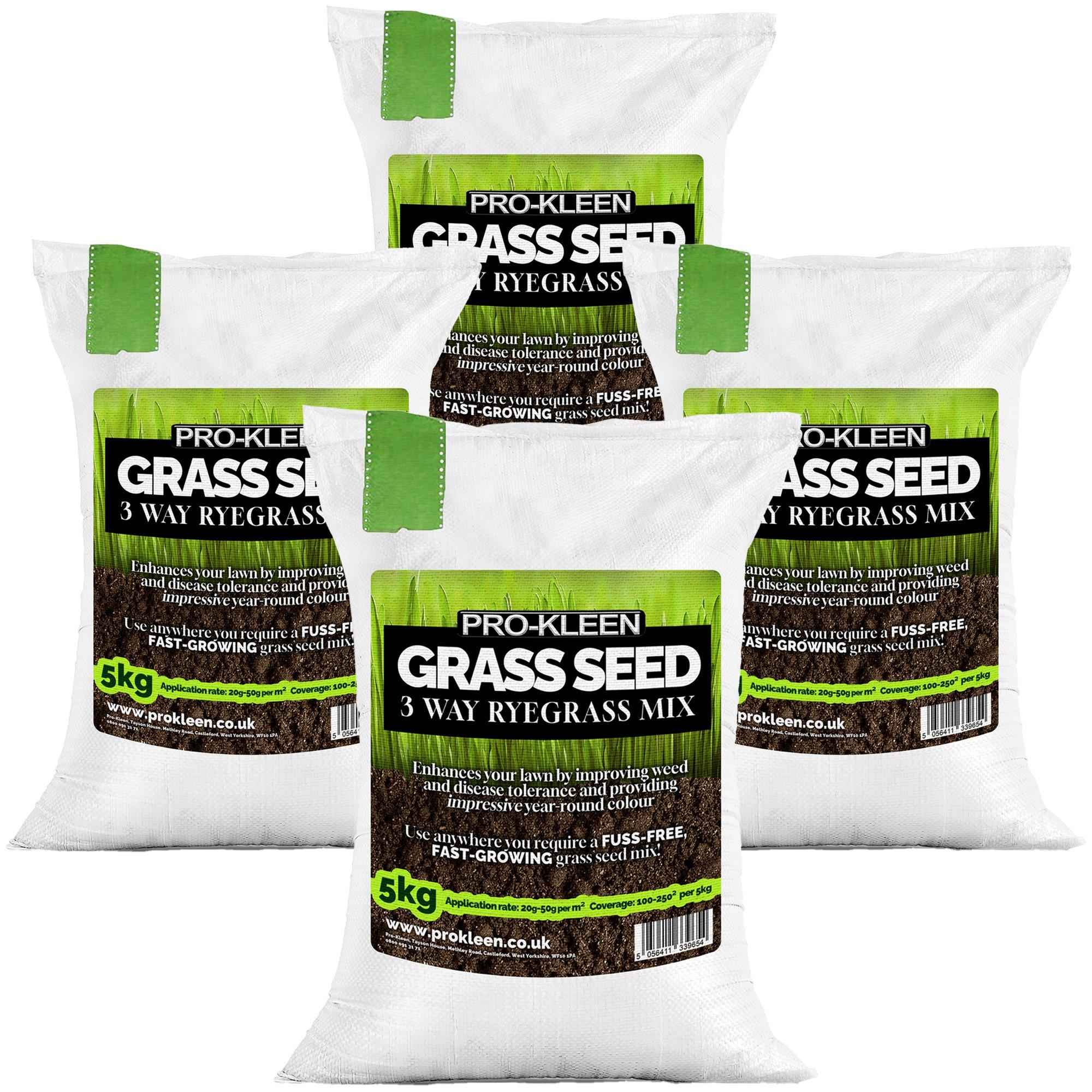 Grass Seed 3 Way Ryegrass Mix Fast Germination Multi-Resistant 4 x 5KG