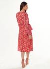 Liquorish Floral & Foil Print Midi Dress In Red thumbnail 3