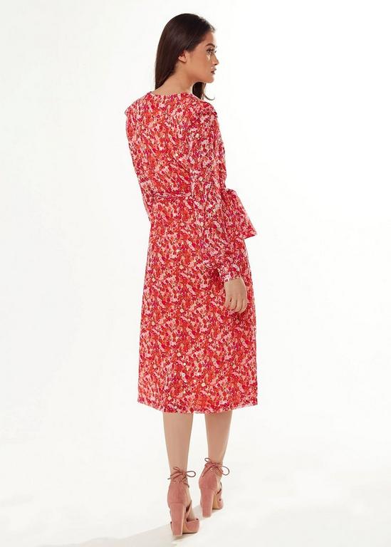 Liquorish Floral & Foil Print Midi Dress In Red 3