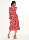 Liquorish Floral & Foil Print Midi Dress In Red thumbnail 4