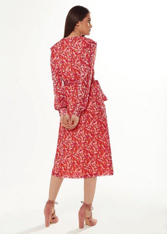 Liquorish Floral & Foil Print Midi Dress In Red 4