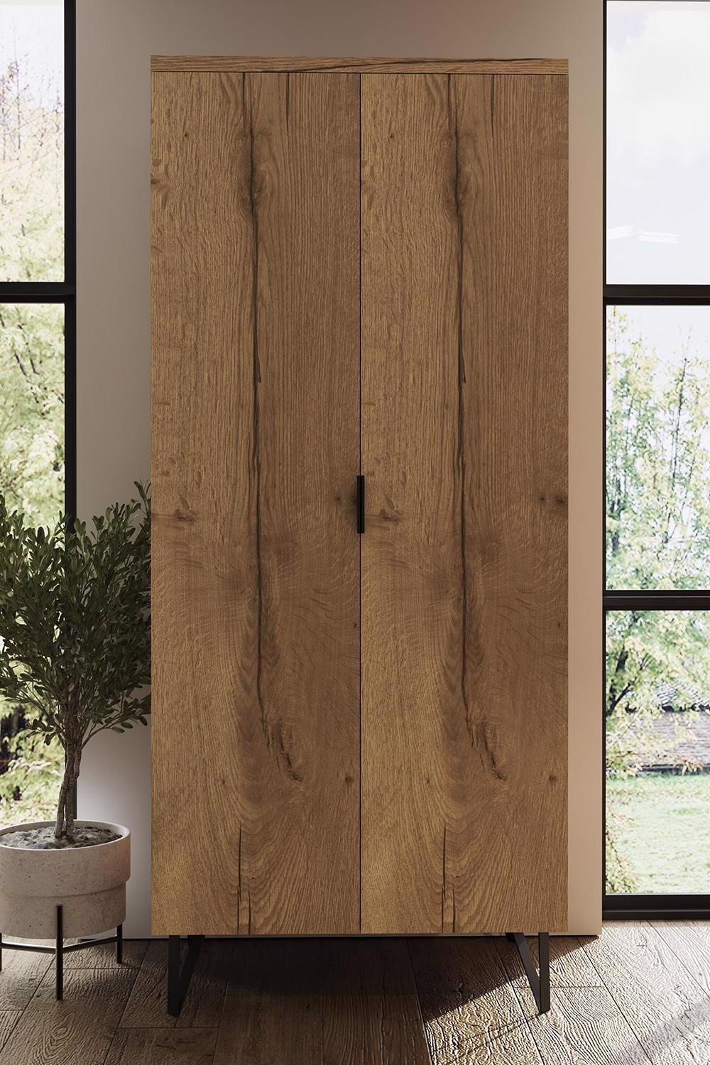 Fisso 2 Door Cracked Oak Double Wardrobe