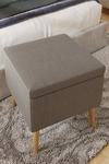 FWStyle Grey Linen Ottoman Footstool Storage Seat With Solid Wooden Legs thumbnail 3