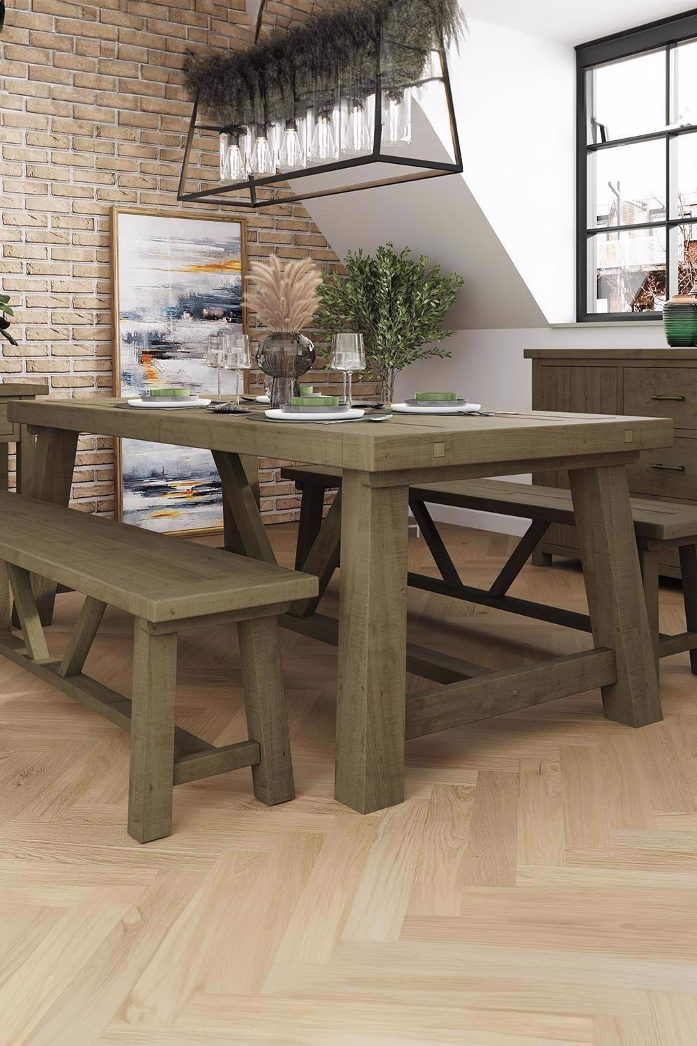 2M Fixed Top Dining Table Natural Reclaimed Pine