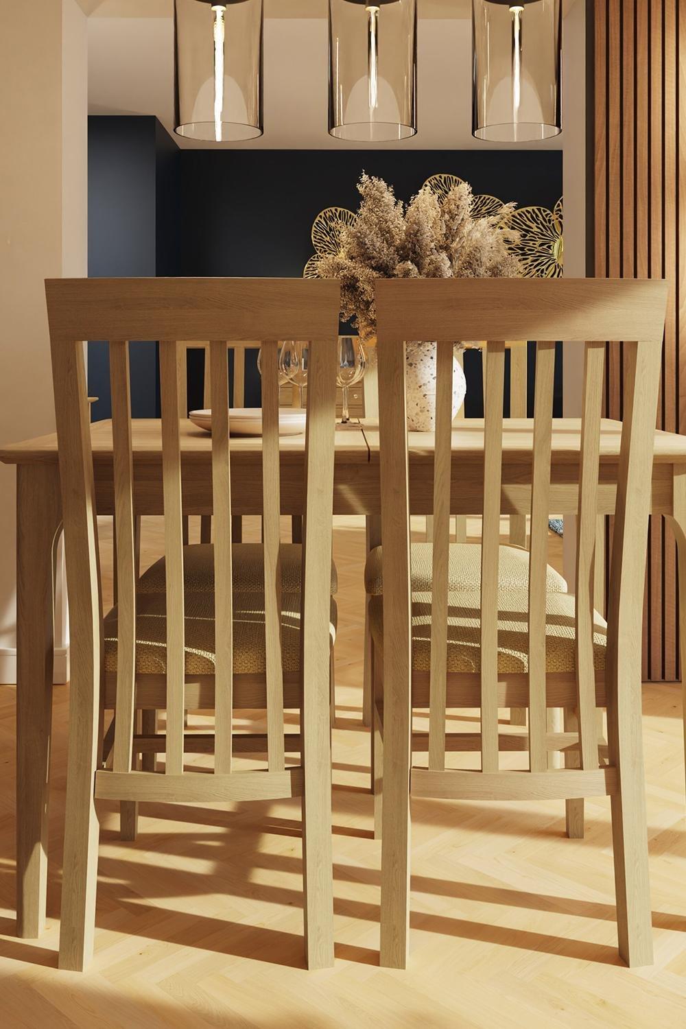Slatted Back Dining Chairs Set Of 2 Natural Oak Ready Made