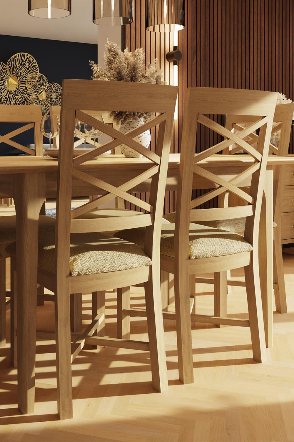Solid Oak Cross Back Natural Dining Chairs Set Of 2
