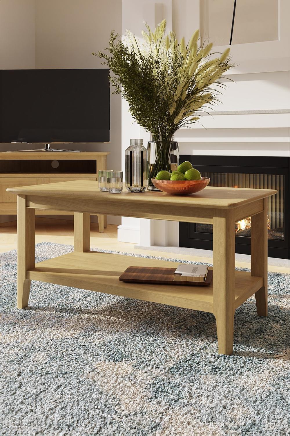 Large 2 Tier Natural Oak Coffee Table