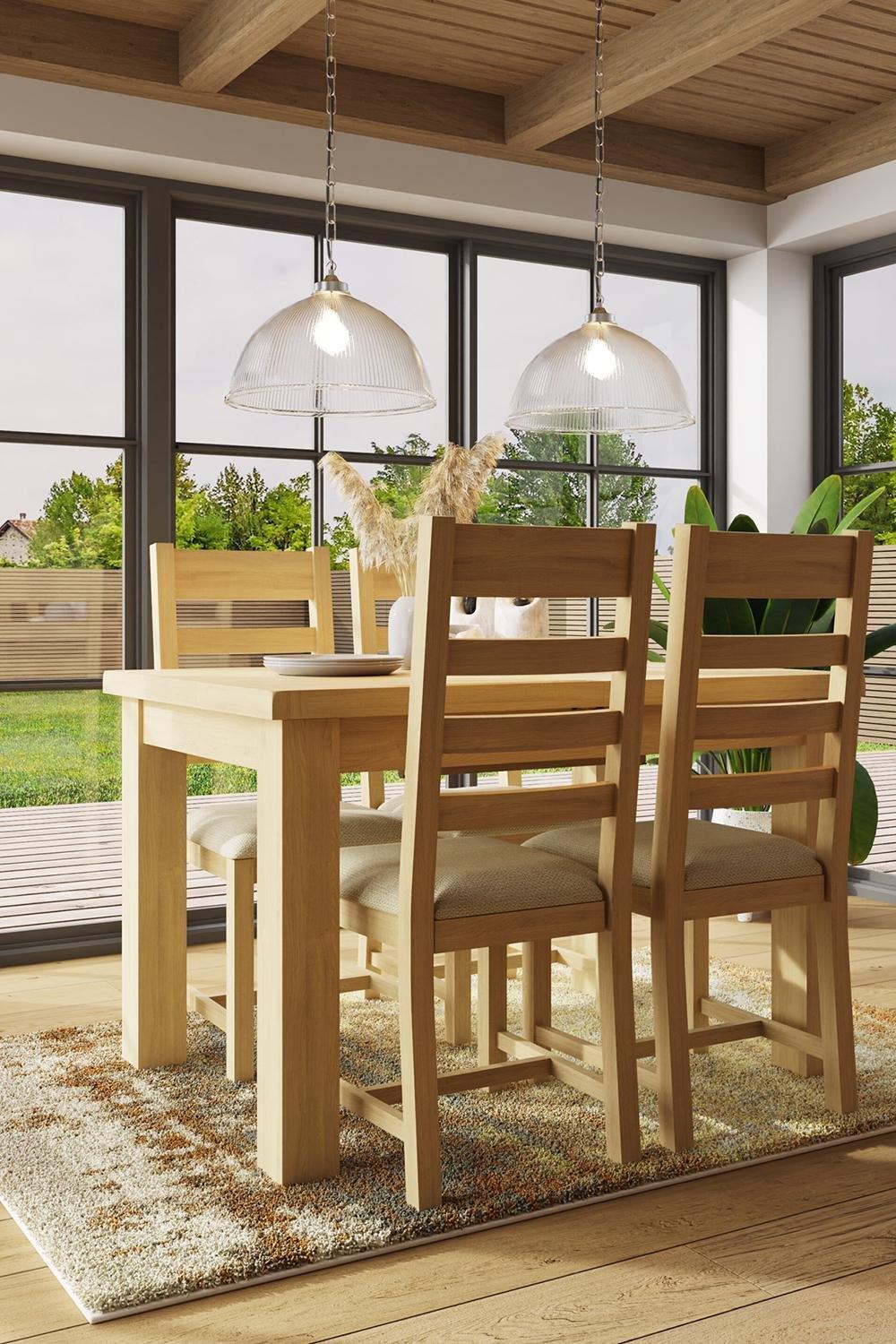 Solid Natural Oak Extendable Dining Table