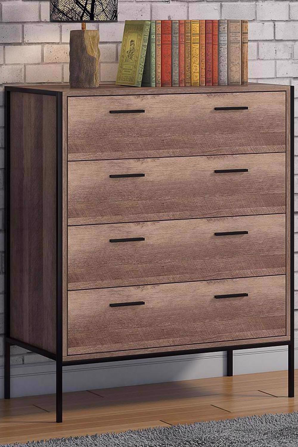Industrial Inspired 4 Drawer Chest Of Drawers