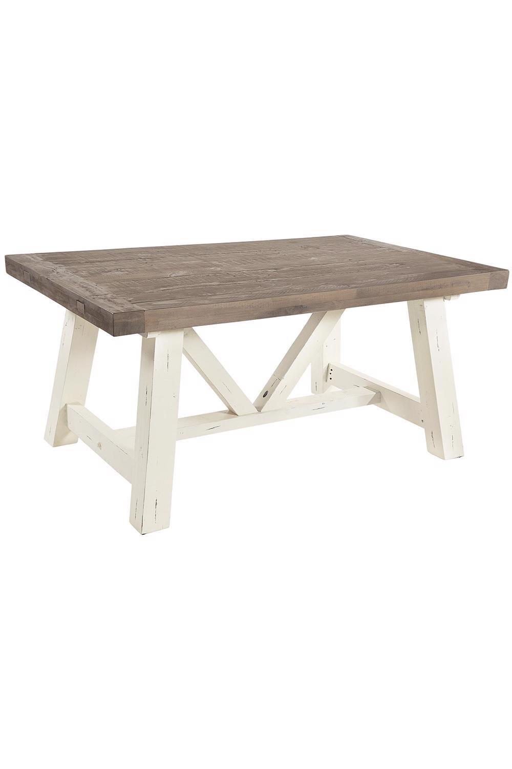 1.6M Fixed Top Solid Reclaimed Pine Cream Dining Table