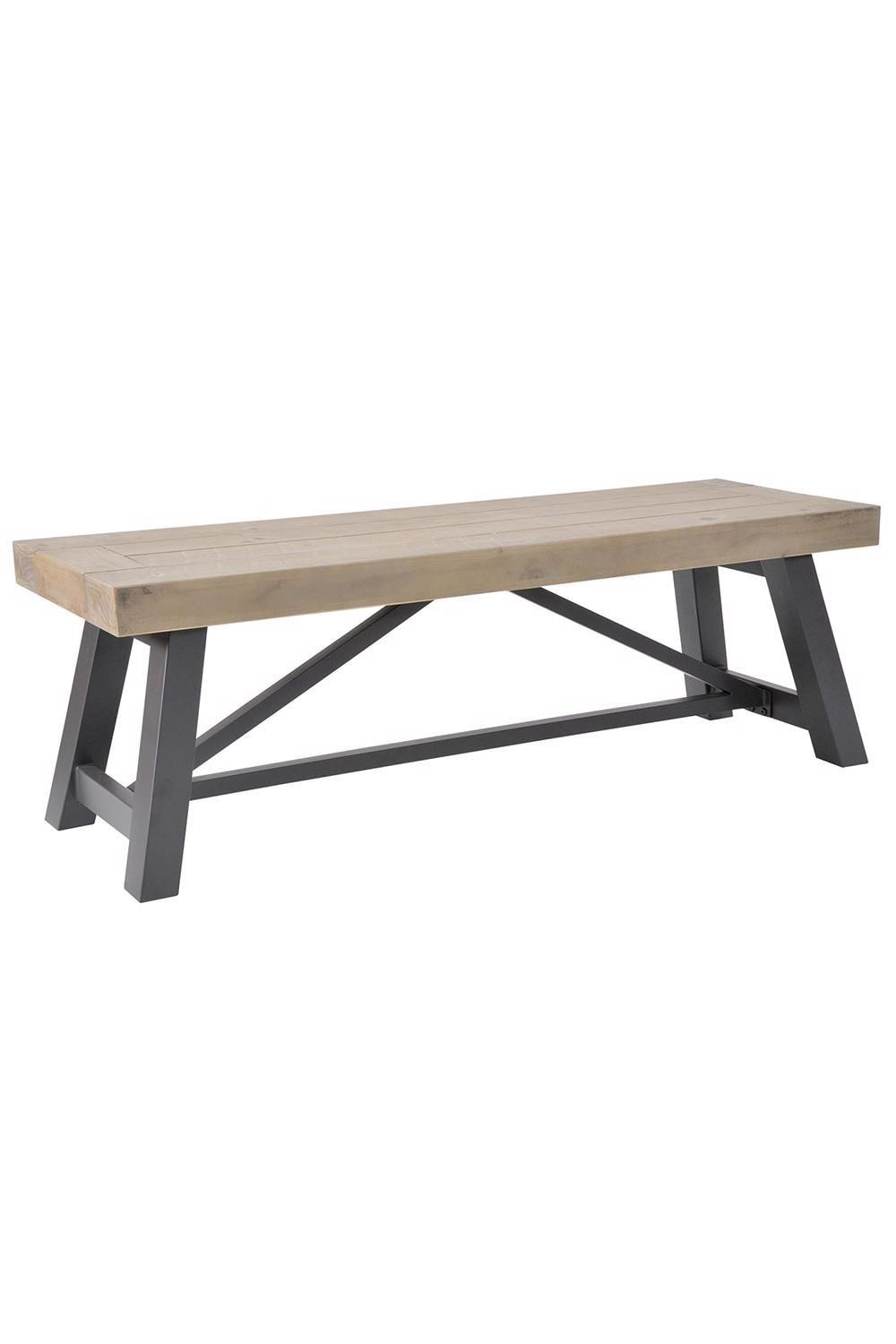 1.69m Solid Reclaimed Pine Grey Wash Dining Bench