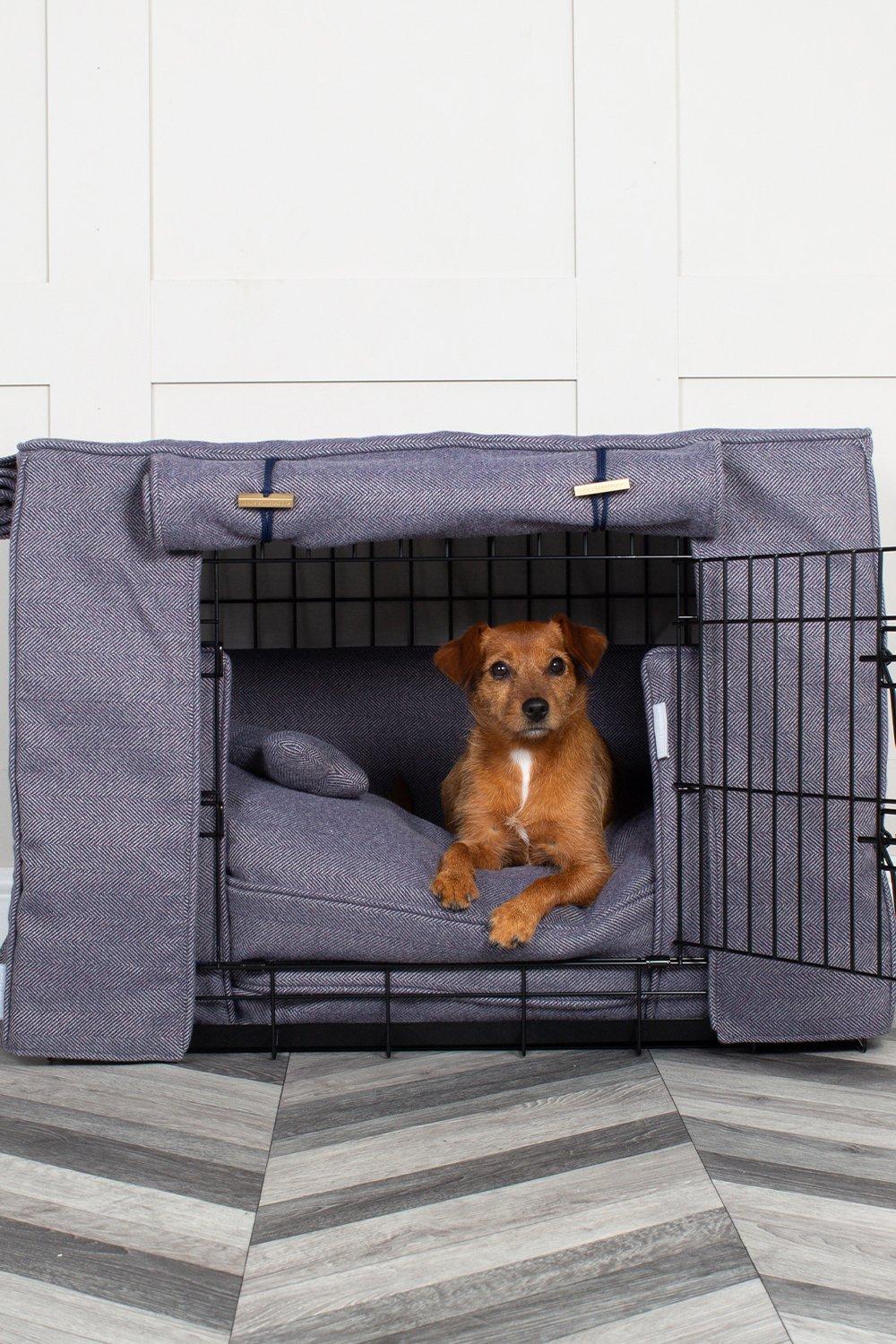 Herringbone Tweed Dog Crate Set Oxford