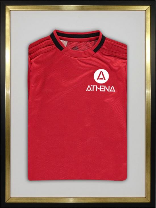 Vivarti Athena Standard Mounted Sports Shirt Display Frame with Black Frame and Gold Inner Frame 60 x 80cm 1