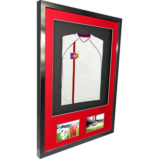 Vivarti 3D + Double Aperture Mounted Sports Shirt Display Frame with Gloss Black Frame and Red Mount 50 x 70cm 3