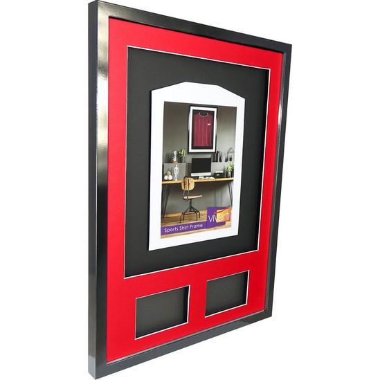 Vivarti 3D + Double Aperture Mounted Sports Shirt Display Frame with Gloss Black Frame and Red Mount 50 x 70cm 4
