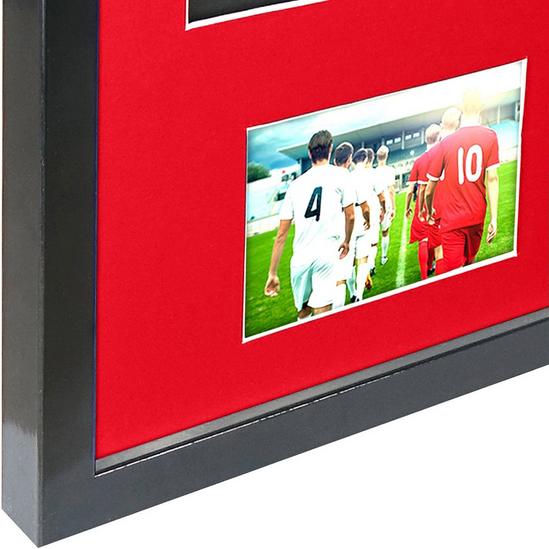 Vivarti 3D + Double Aperture Mounted Sports Shirt Display Frame with Gloss Black Frame and Red Mount 50 x 70cm 5