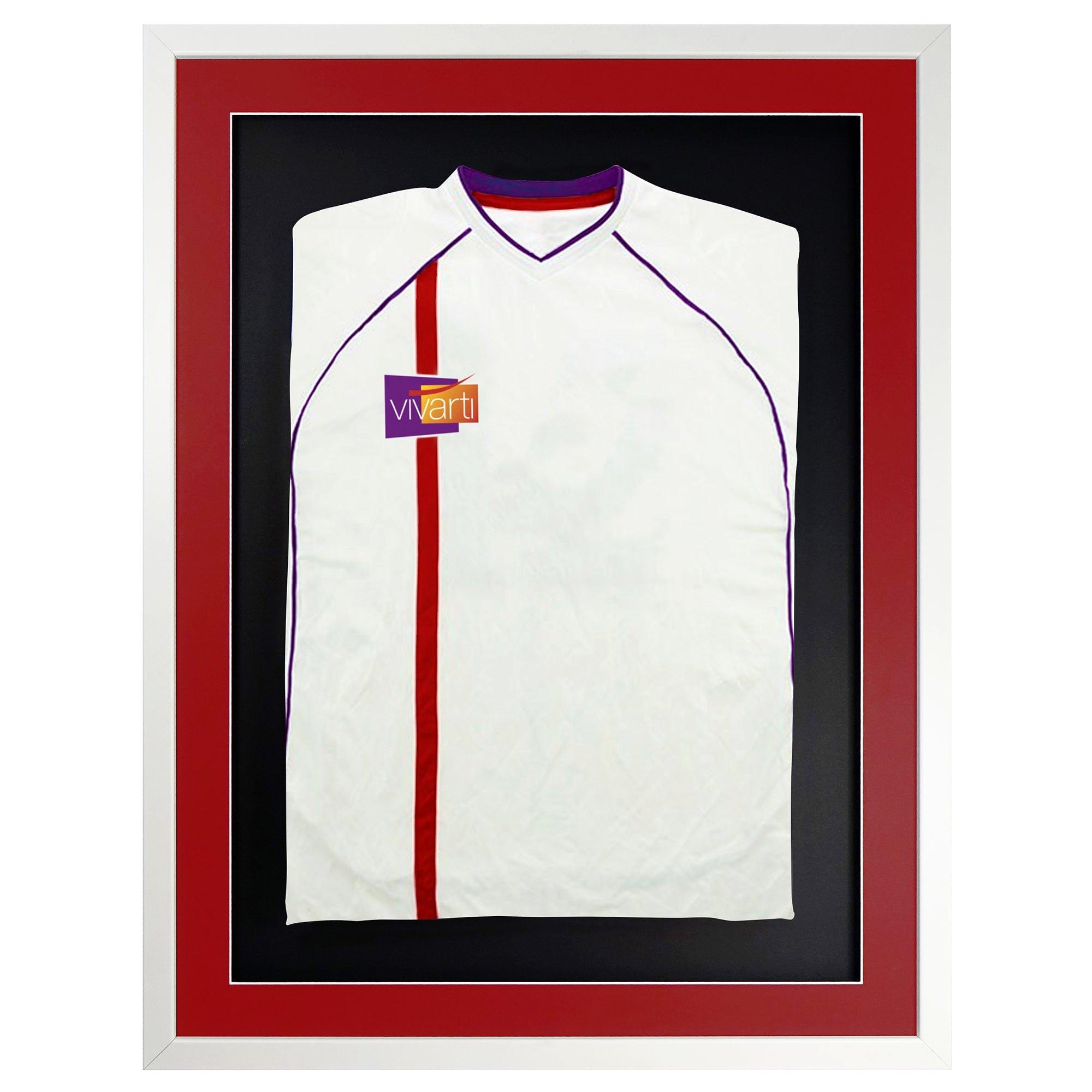 3D Mounted Sports Shirt Display Frame with Gloss White Frame and Red Mount 50 x 70cm