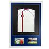 Vivarti 3D + Double Aperture Mounted Sports Shirt Display Frame with Gloss White Frame and Blue Mount 50 x 70cm thumbnail 1