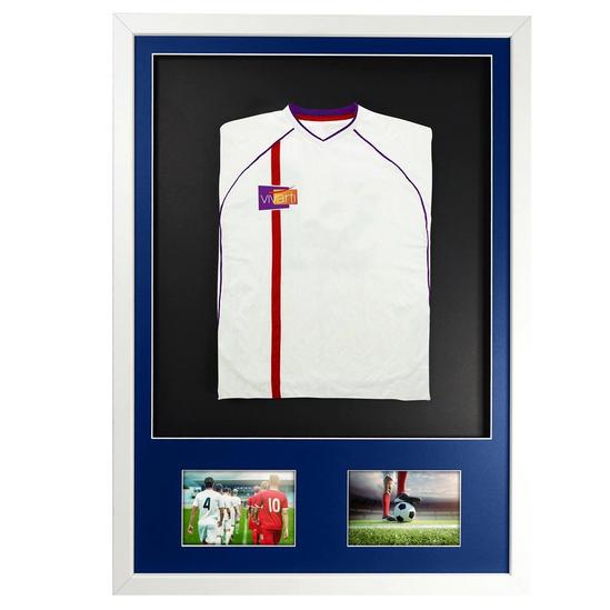 Vivarti 3D + Double Aperture Mounted Sports Shirt Display Frame with Gloss White Frame and Blue Mount 50 x 70cm 1