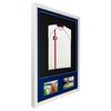 Vivarti 3D + Double Aperture Mounted Sports Shirt Display Frame with Gloss White Frame and Blue Mount 50 x 70cm thumbnail 3