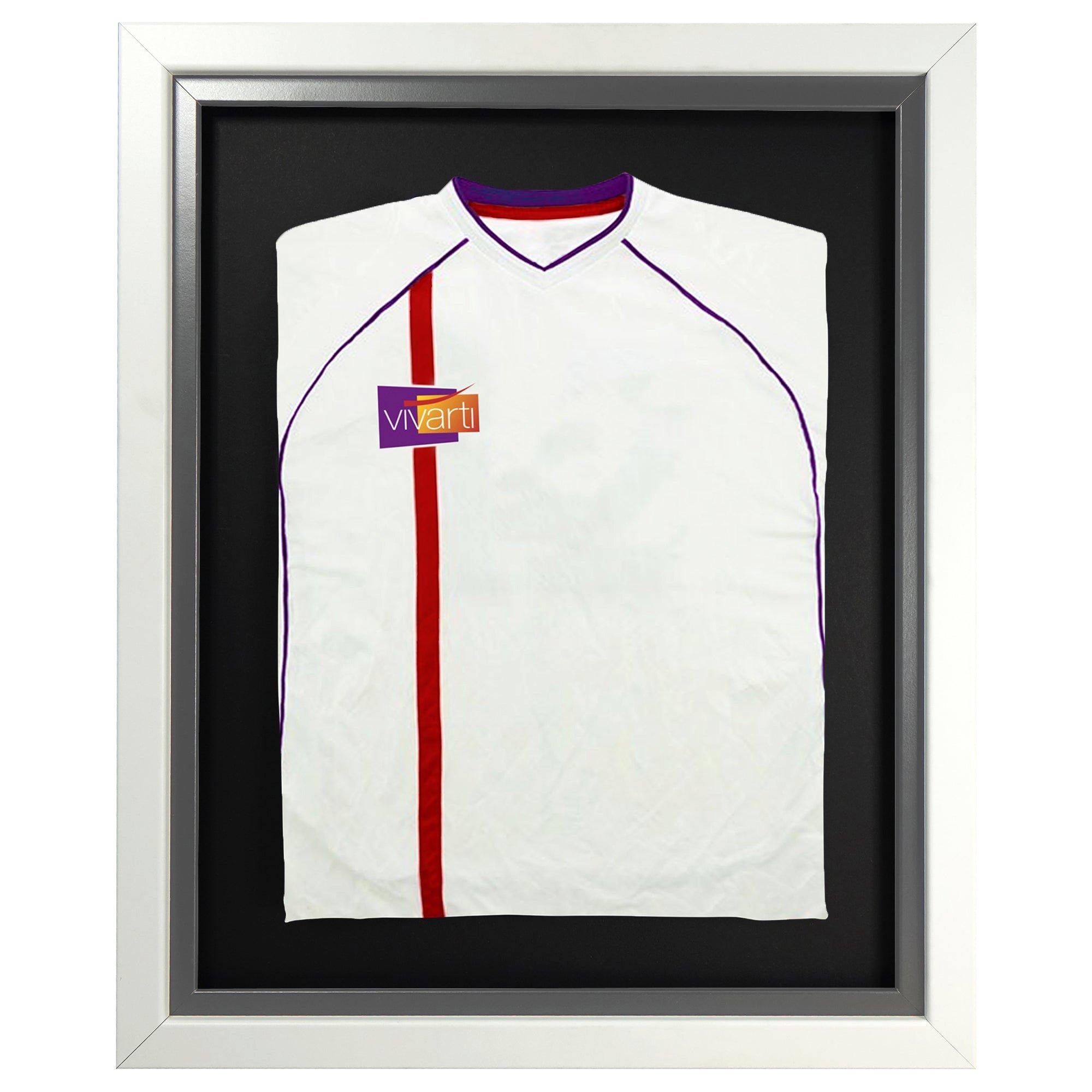 Infant Standard Mounted Sports Shirt Display Frame with Gloss White Frame and Silver Inner Frame 40 